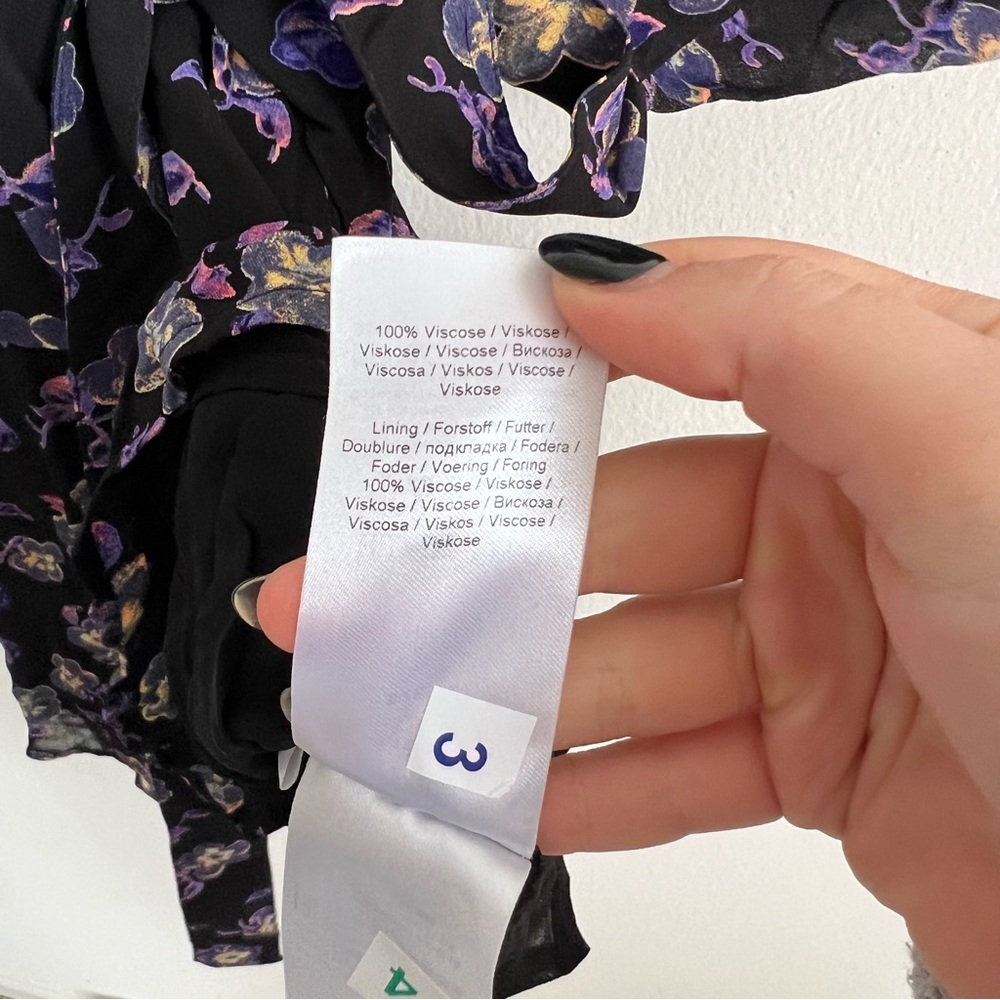NWT Ganni Floral Print Georgette Wrap Puff Dress - Picture 6 of 13
